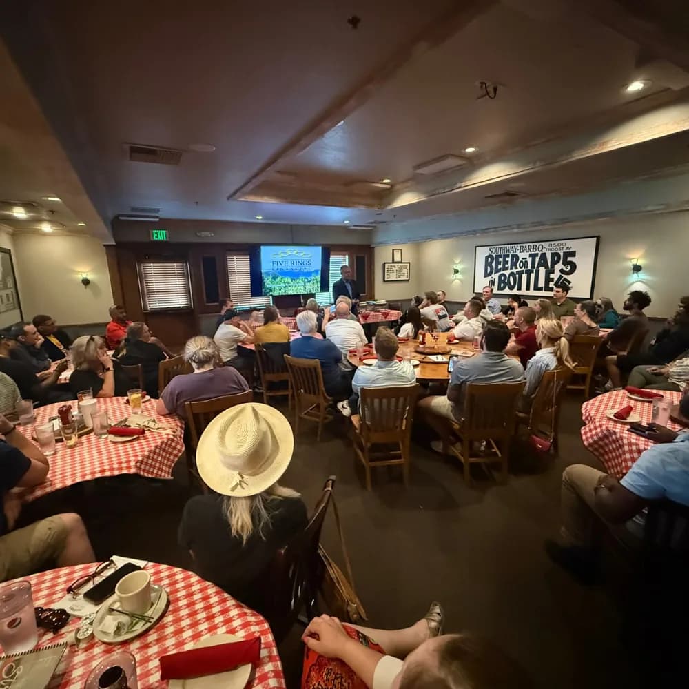 Mike Wilk presenting to a full room at Stroud’s